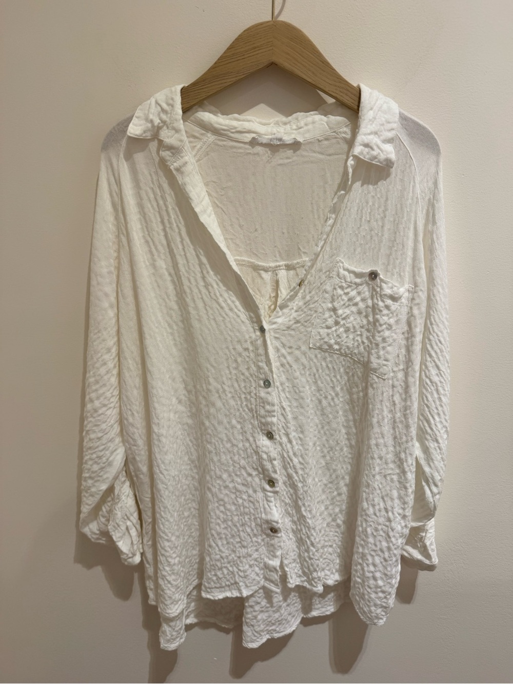 Jane and Delancey White Textured Button-Up Long Sleeve Top
